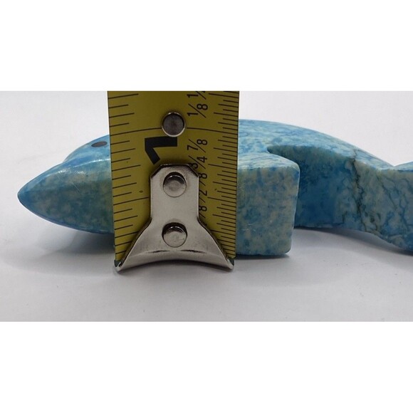 2 VTG  Blue Marble Hand Carved Dolphin Figurines Small Paperweights Desk Pieces - Picture 10 of 14